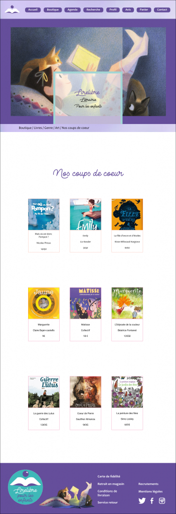 Image d'un template de site fictif, Lirelibre, réalisé lors d'un exercice par Marina Niewiadomski